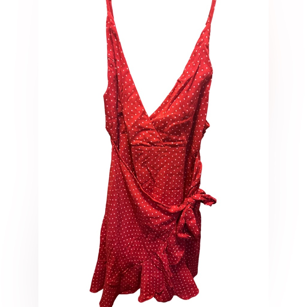Red Polka Dot Wrap Dress